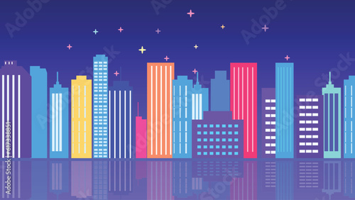 City building vector skyline real estate illustration in silhouette style