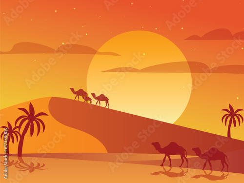Desert vector landscape wallpaper illustration