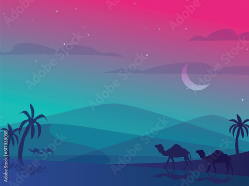 Desert vector landscape wallpaper illustration