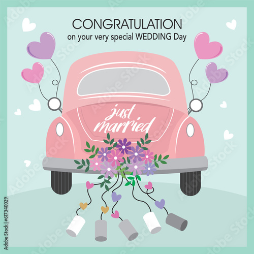 wedding invitation card with car