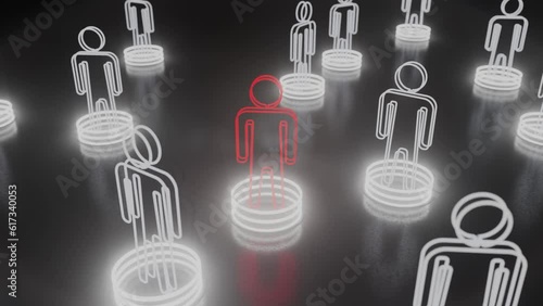 Neon light human figures, insider threat suspect.