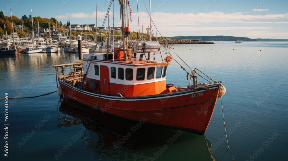 fishing boats in the harbor, ai generative