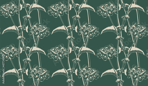 Floral pattern seamless vector background. Foliage and flower wallpaper design of nature.