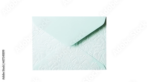 Isolated Embossed Floral Envelope Element  in Pastel Blue Color.