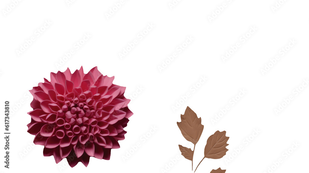 Soft Red Dahlia Flower with Brown Leaves Element. Soft Red Dahlia Flower with Brown Leaves Element.