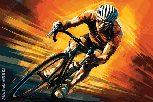 a person racing a bicycle