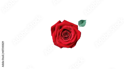Top View of Red Rose Flower Element.