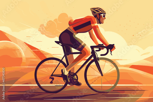 a person racing a bicycle