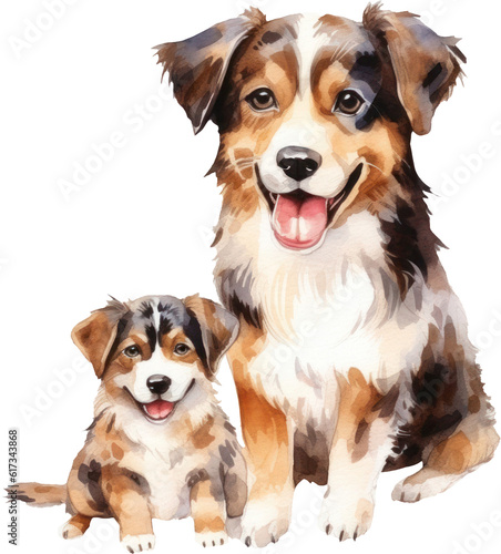 Cute Dog puppy father day watercolor. Generative AI