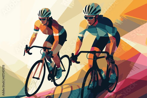 group of people racing bicycles
