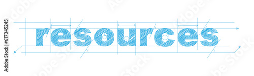 RESOURCES blue vector draft text