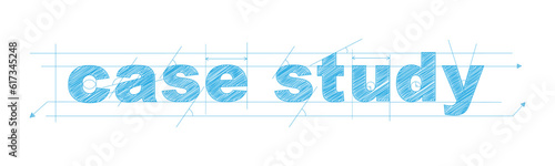 CASE STUDY blue vector draft text