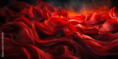red waving material or flag on dark background, abstract background wallpaper, dramatic concept