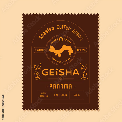 Panama Geisha coffee beans label