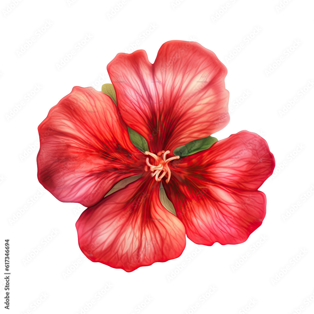 Realistic Red Blossom Hibiscus Flower Illustration Background. Realistic Red Blossom Hibiscus Flower Illustration Background.