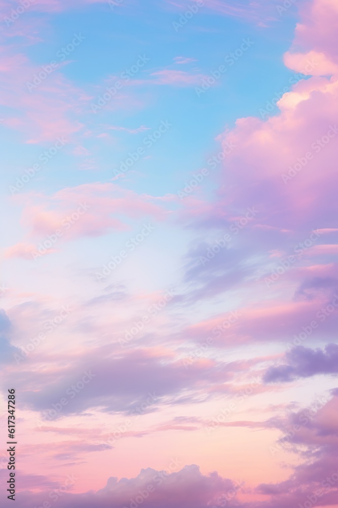 Obraz premium As the sun sets on the horizon, a blanket of peaceful cumulus clouds spreads across the sky, creating an awe-inspiring outdoor afterglow that brings a sense of calm and wonder to the natural beauty o