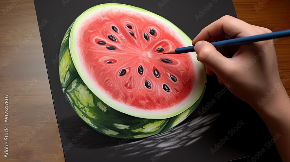 Watermelon Fresh Fruit Drawing Icon Vector Stock Vector (Royalty Free)  599928755 | Shutterstock