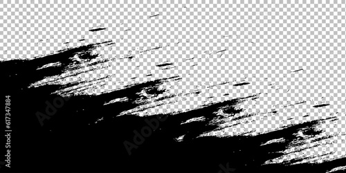 Abstract grunge paint black. Modern Textured shape . Dry border in Black on transparent background