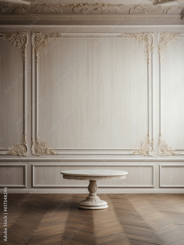 Fototapeta premium Luxury themed empty table background, created with AI Generative Technology