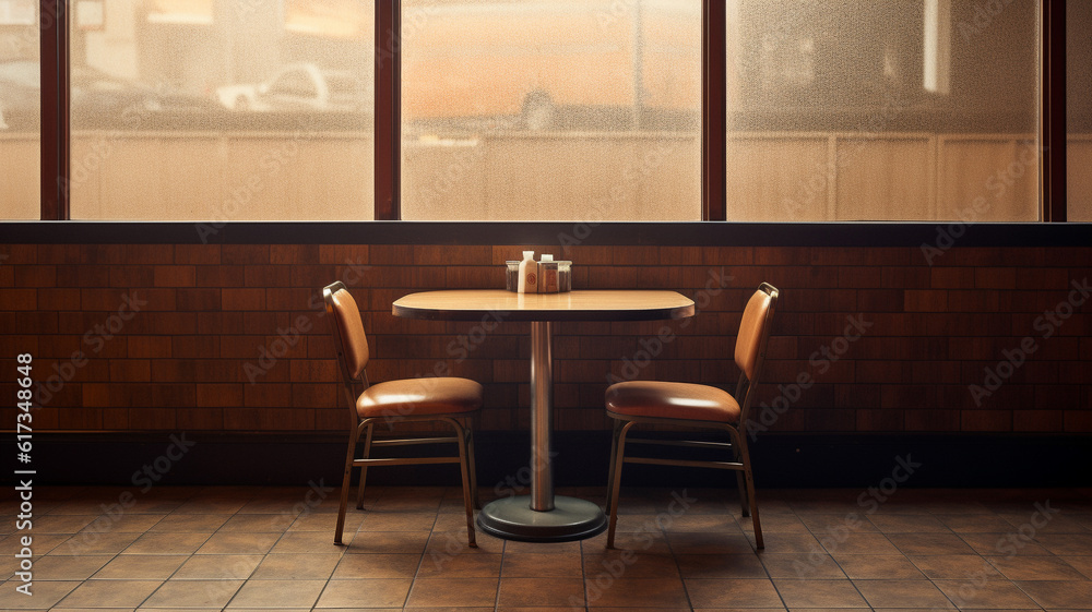 Fototapeta premium Empty restaurant table background, created with AI Generative Technology