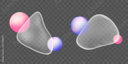 3d glass morphism gradient blur effect shape vector isolated on transparent background. Abstract plastic texture frame with ball geometric ui banner design. Modern frosted blurry bubble mockup.