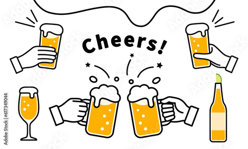ビールで乾杯をする楽しげな宴会のアイコン_cheers to beer © PAGE