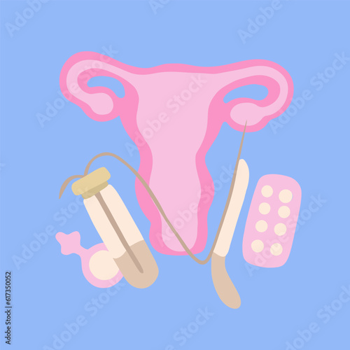 Vector isolated illustration of egg donation. In vitro fertilization. Artificial insemination. Transvaginal oocyte retrieval. photo