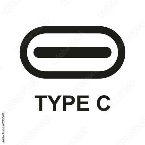 USB Type-C connector icon, USB Type-C connector icon modern flat style isolated on white background.