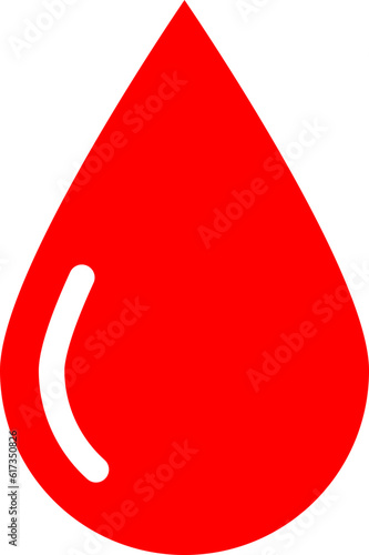 Red blood drop vector icon isolated on white background.