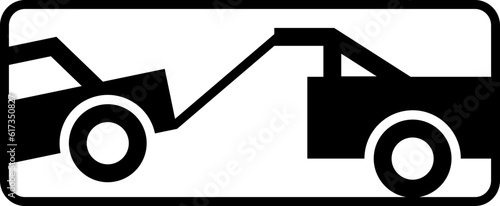 Towed vehicle sign vector. Warning road sign.