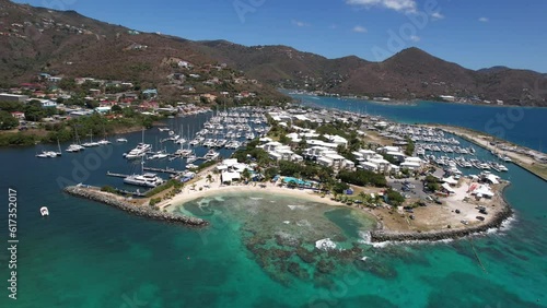 The Tortola island marina in the British Virgin Islands drone view