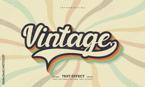 vintage retro grunge texture lettering style editable colorful rainbow vector text effect alphabet font typography