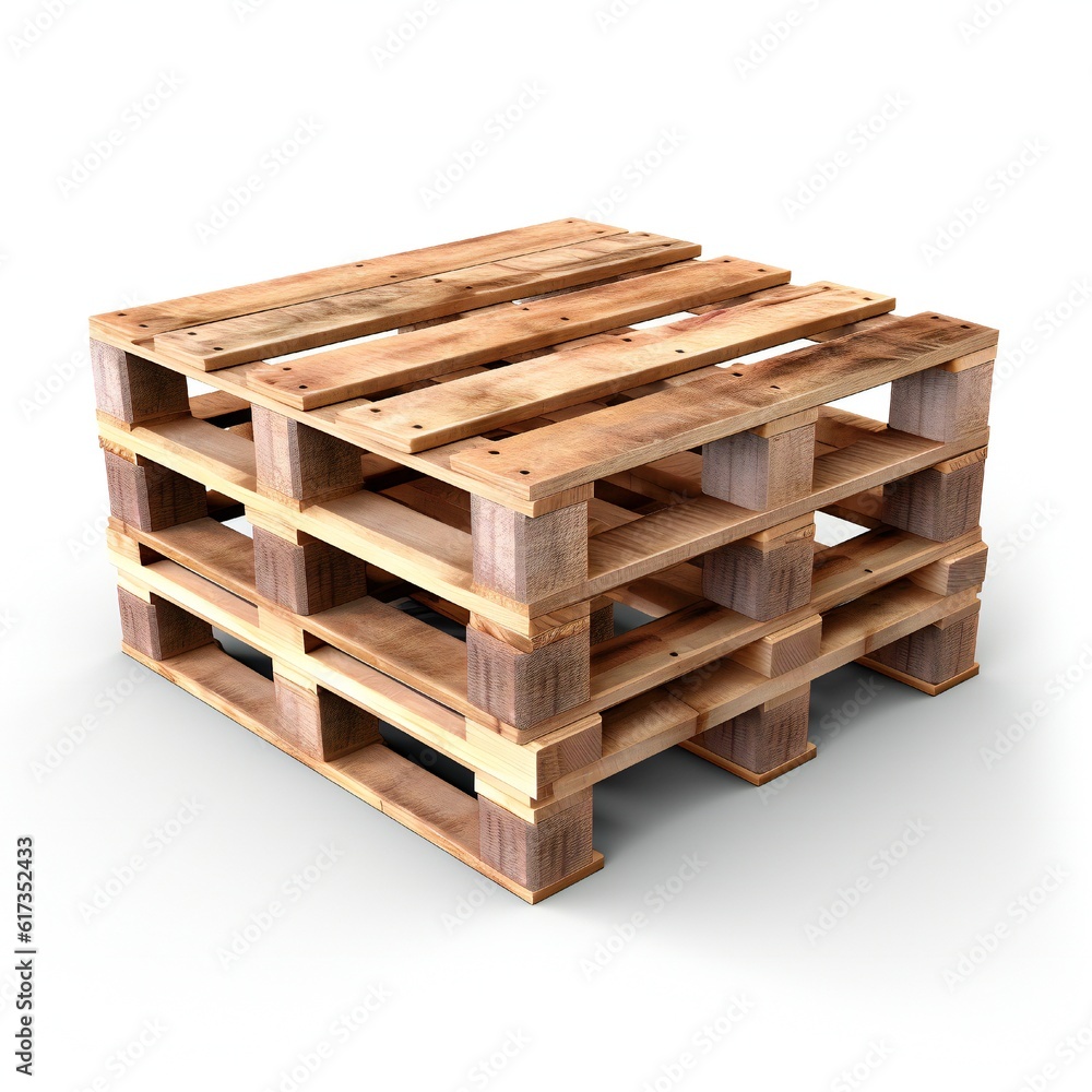 Wooden pallet on white background Generative AI Wooden pallet on white background Generative AI