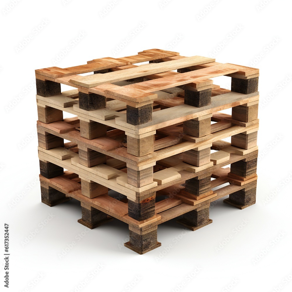 Wooden pallet on white background Generative AI Wooden pallet on white background Generative AI