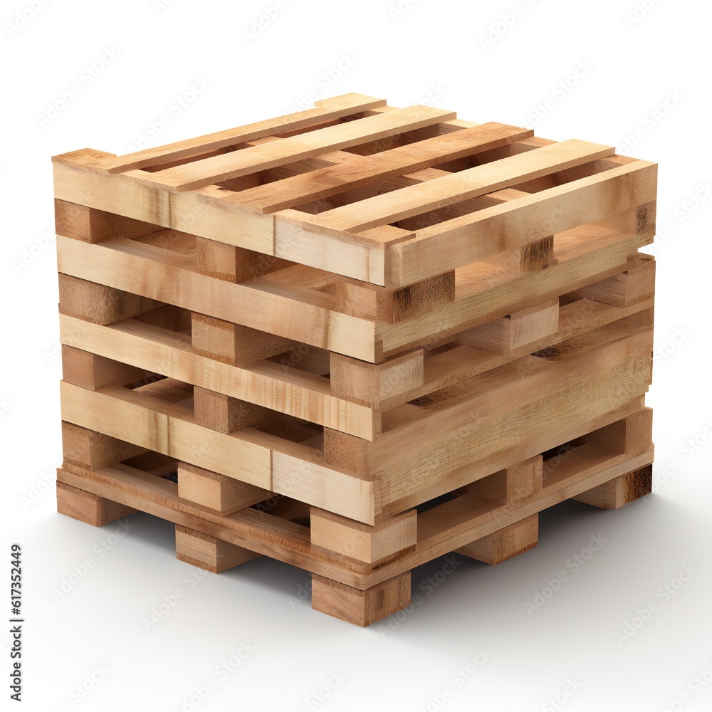 Wooden pallet on white background Generative AI Wooden pallet on white background Generative AI