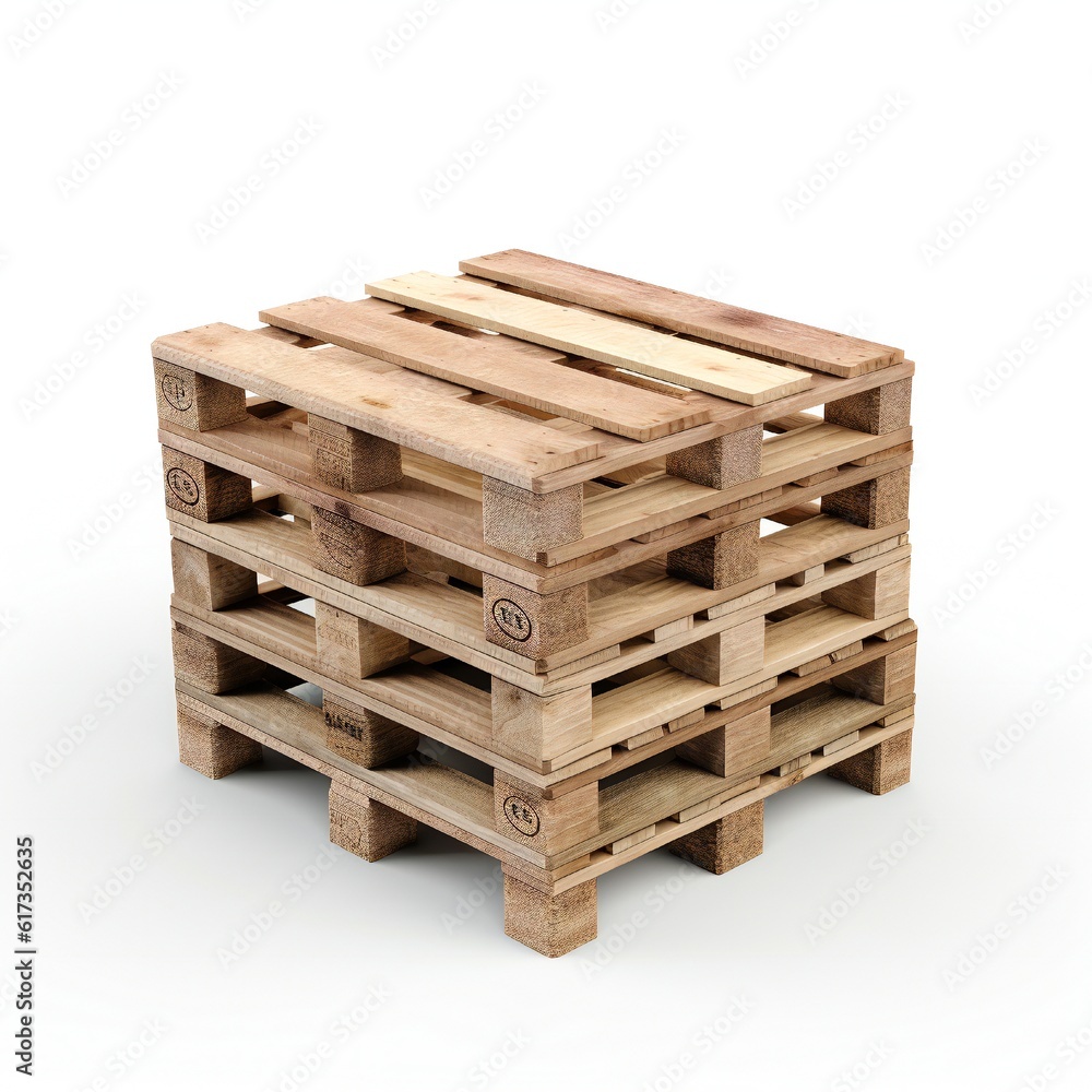 Wooden pallet on white background Generative AI Wooden pallet on white background Generative AI