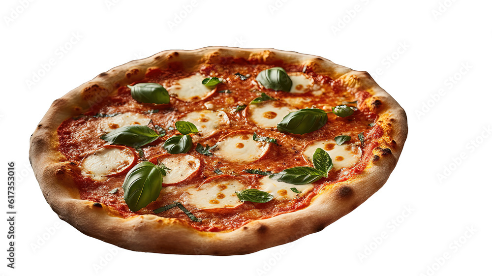 a delicious, freshly baked small pizza with mozzarella cheese and basil leaves on top, sitting on a table. a delicious, freshly baked small pizza with mozzarella cheese and basil leaves on top, sitting on a table.