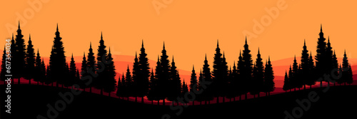 winter snow mountain landscape with forest silhouette vector illustration good for wallpaper, backdrop, background, web banner, and design template 