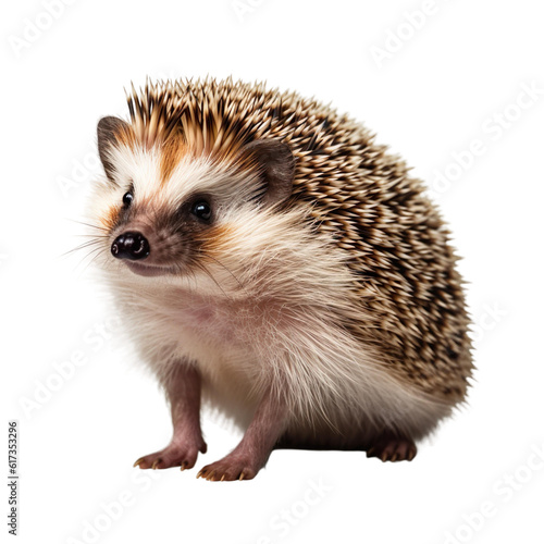A Curious Hedgehog isolated on transparent png background cutout, generative Ai
