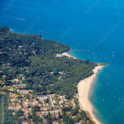 Noirmoutier island in french atlantic ocean from sky