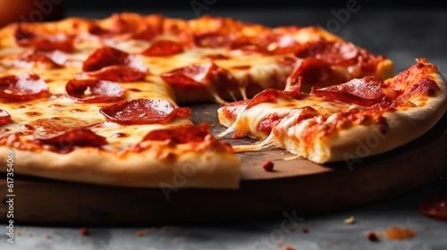 Traditional italian pizza. Delicious taste pepperoni pizza. Generative AI