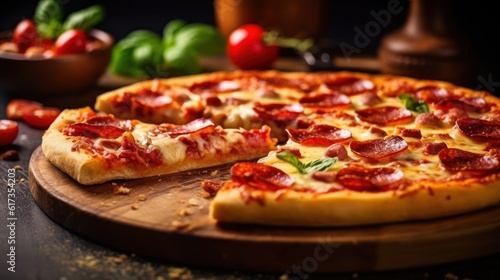 Traditional italian pizza. Delicious taste pepperoni pizza. Generative AI