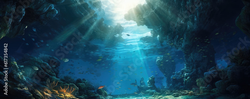 Sea or ocean underwater photo  generative ai