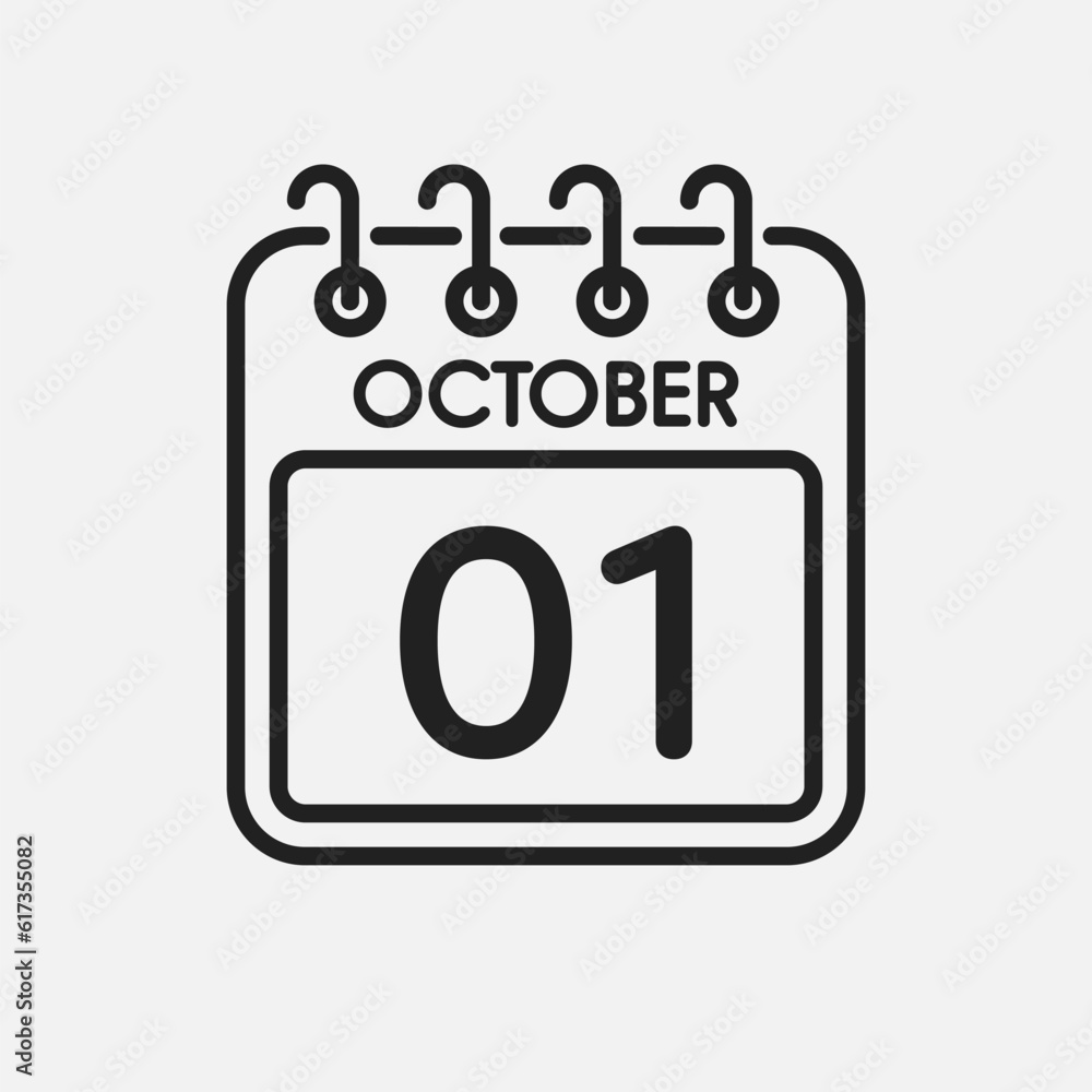 Icon page calendar day - 1 October Icon page calendar day - 1 October