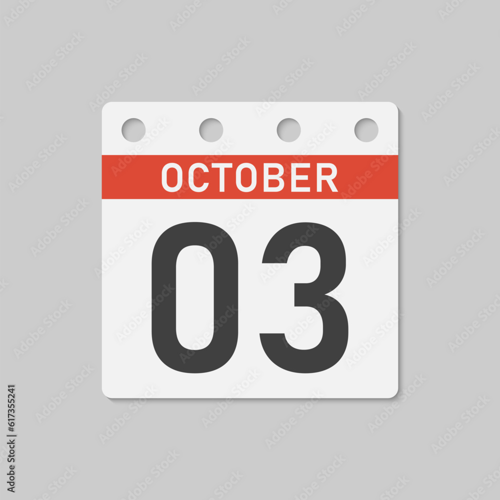 Icon page calendar day - 3 October Icon page calendar day - 3 October