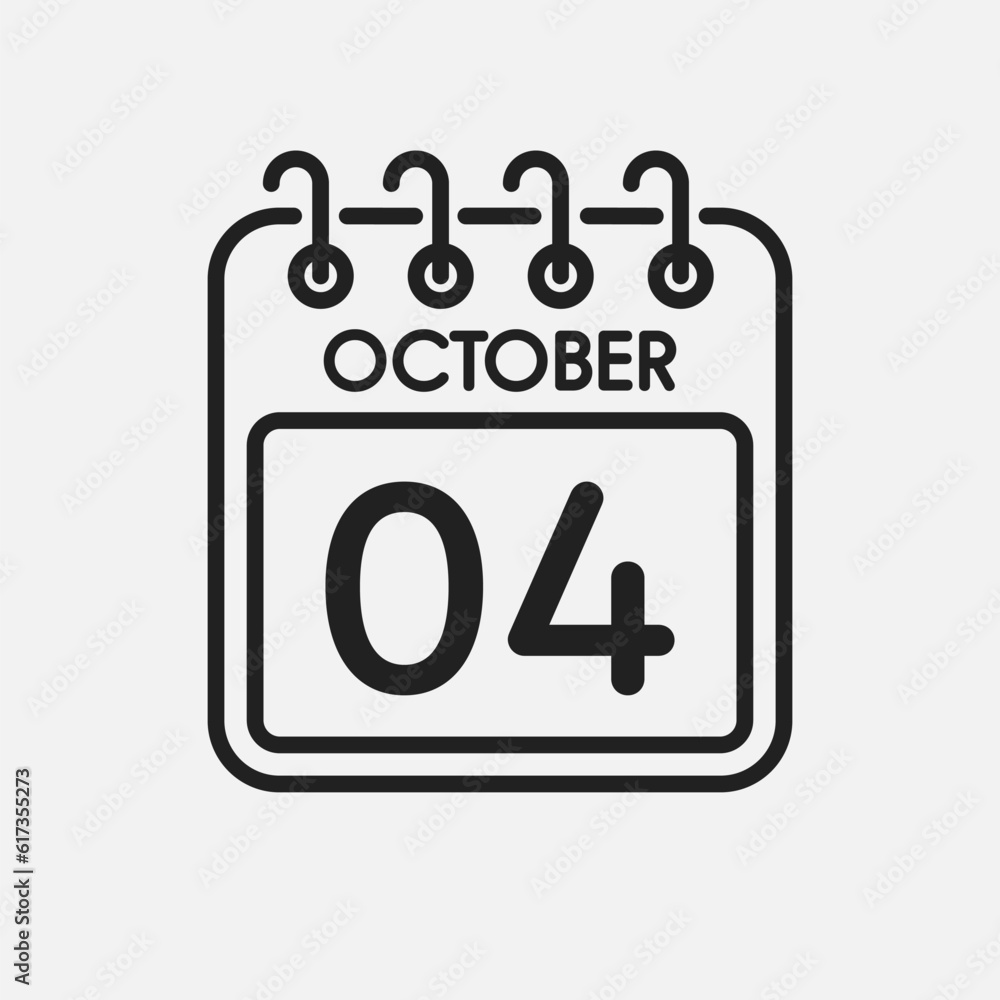 Icon page calendar day - 4 October Icon page calendar day - 4 October
