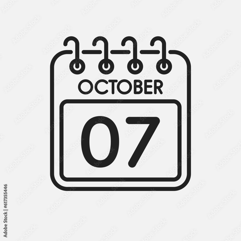 Icon page calendar day - 7 October Icon page calendar day - 7 October
