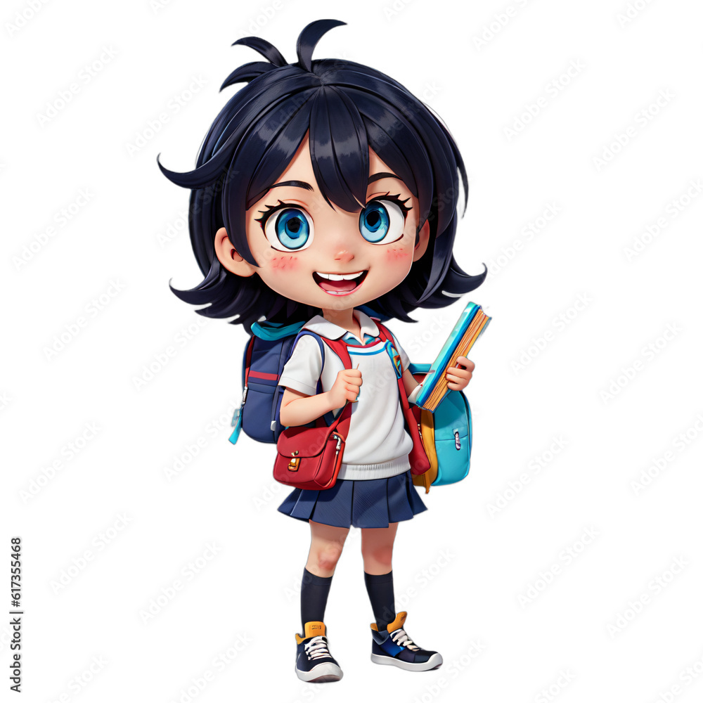 female isolated happy when going to school ai generated female isolated happy when going to school ai generated
