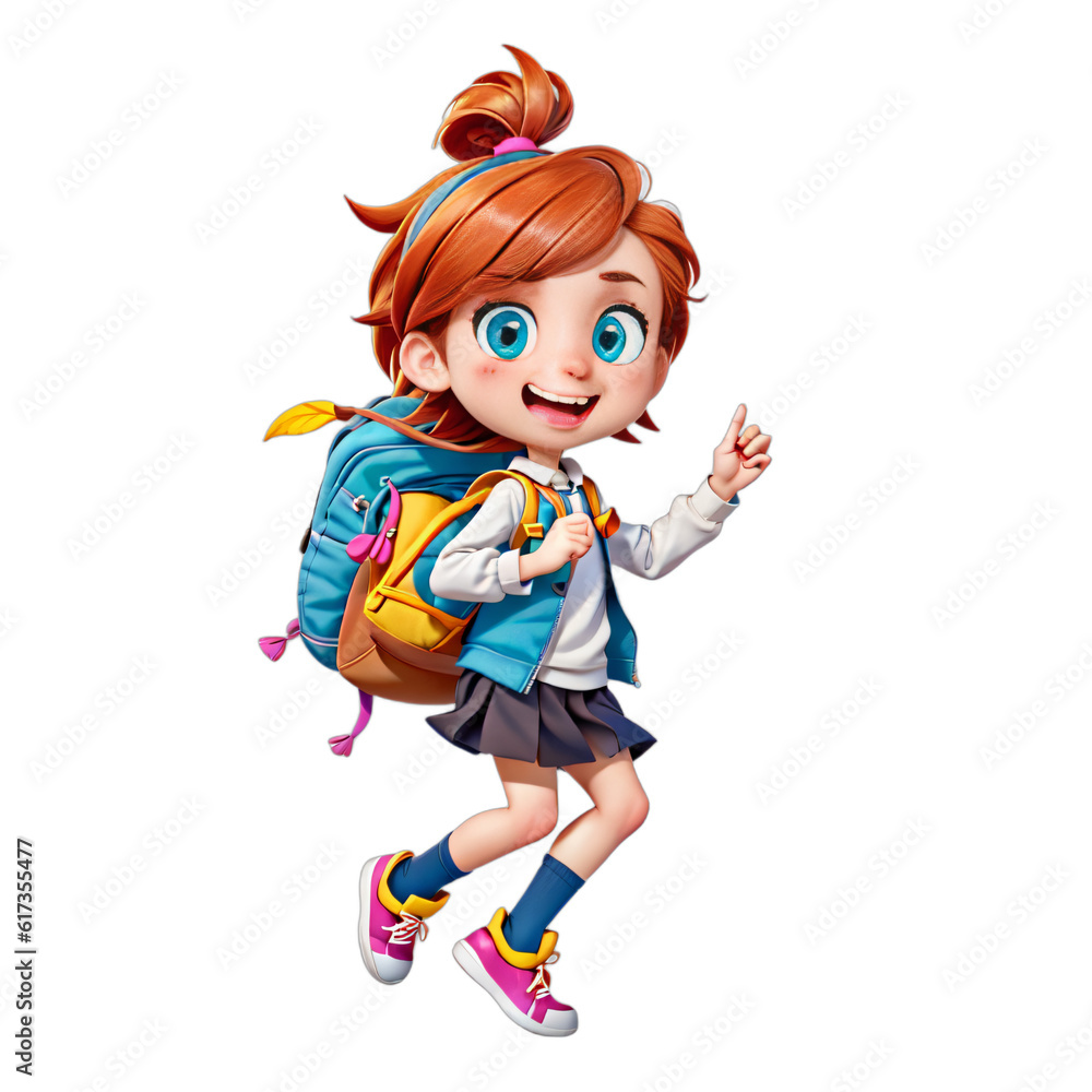 female isolated happy when going to school ai generated female isolated happy when going to school ai generated