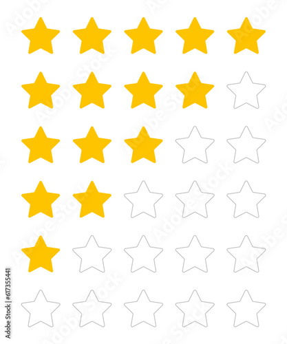 Set Of Zero To Five Star Ratings Products And Services